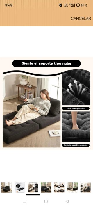 Sofá cama negro de tela precio algo negociable