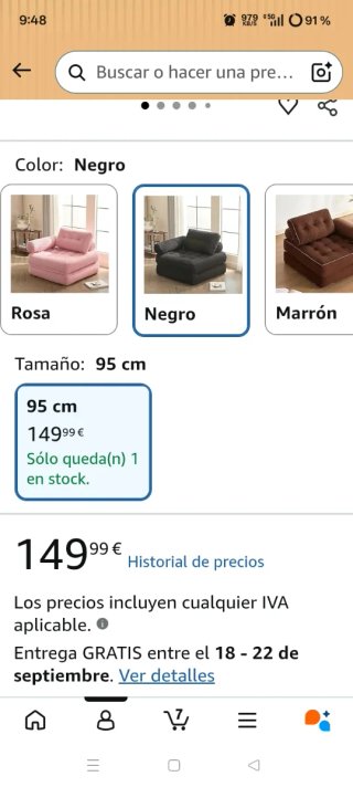 Sofá cama negro de tela precio algo negociable