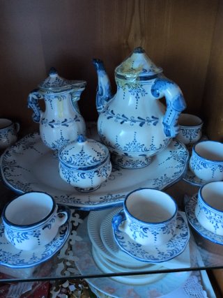 Juego de té porcelana azul y blanco