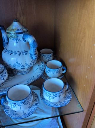 Juego de té porcelana azul y blanco