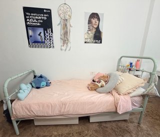 Cama 90x190 metal verde menta + somier