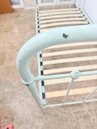 Cama 90x190 metal verde menta + somier