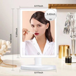 Specchio da tavolo LED bianco/oro