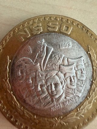 Moneda México 50 Nuevos Pesos 1993 Niños Héroes