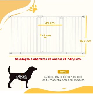 Barrera Seguridad PawHut Perros/Niños de 74-147cm