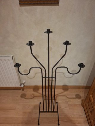 Candelabro de pie forja 5 brazos