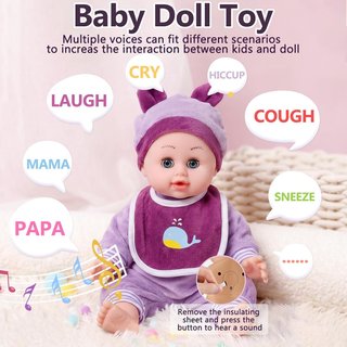 HERSITY Muñeca bebé interactiva con accesorios