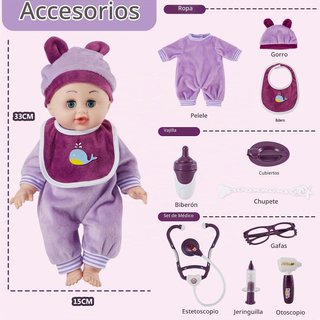 HERSITY Muñeca bebé interactiva con accesorios