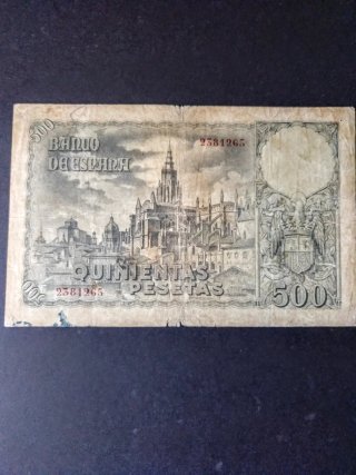 Billete 500 Pesetas 1940.