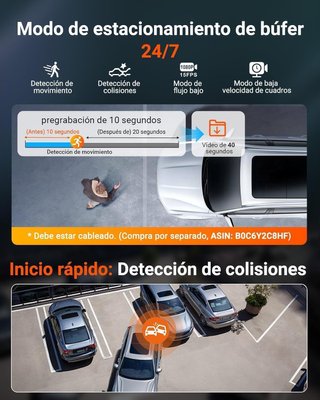 Dashcam Coche 2.7K Vantrue N4S 3 Canales WiFi GPS