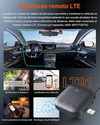 Dashcam Coche 2.7K Vantrue N4S 3 Canales WiFi GPS