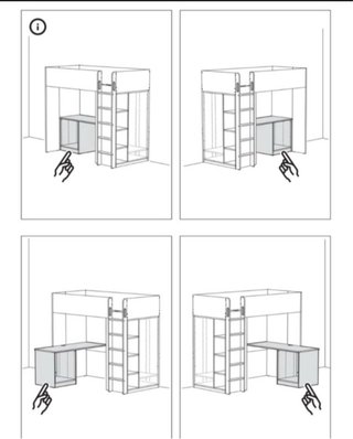 Cama alta con escritorio y armario Ikea