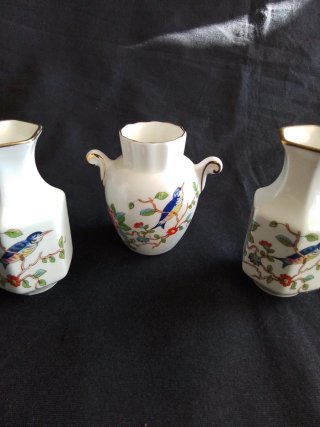 3 Jarroncitos Porcelana Inglaterra Pájaros