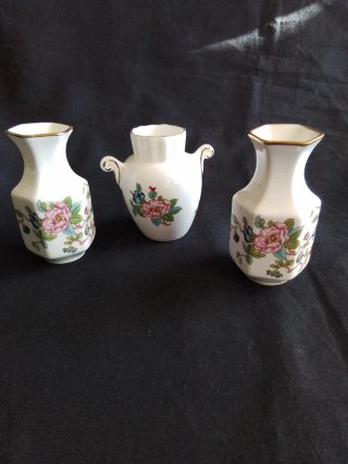 3 Jarroncitos Porcelana Inglaterra Pájaros
