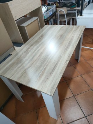 Mesa de Comedor de Color madera y blanco 640513971