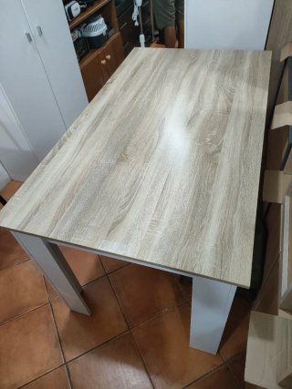 Mesa de Comedor de Color madera y blanco 640513971
