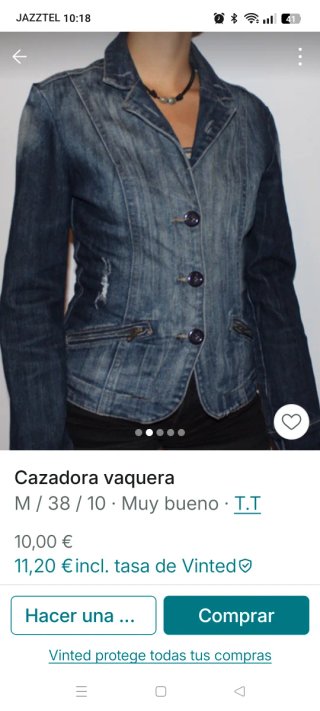 Chaqueta vaquera azul Talla M/38/10