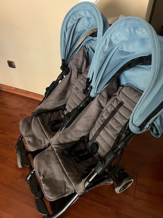 Carrito Gemelar Azul y Gris