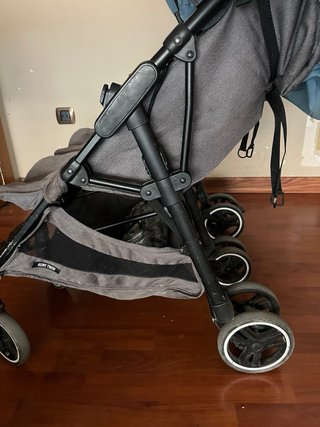 Carrito Gemelar Azul y Gris