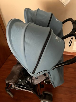 Carrito Gemelar Azul y Gris