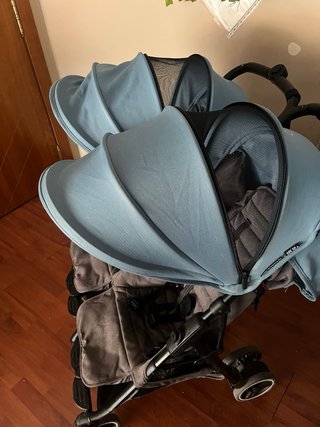 Carrito Gemelar Azul y Gris