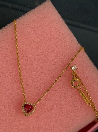 Collar Pandora Corazón Rojo Circonitas