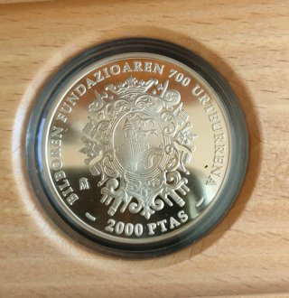 Moneda 2000 pesetas plata 700 Aniversario Bilbao