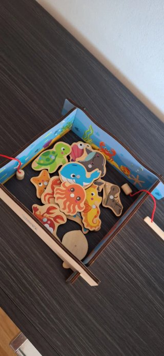 Juego Pesca Magnética Madera Estanque Peces
