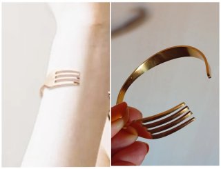 Pulsera tenedor acero dorado