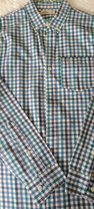 Camisa Hollister cuadros azul y verde M