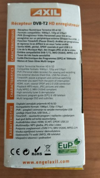 Receptor DVB-T2 HD grabador AXIL
