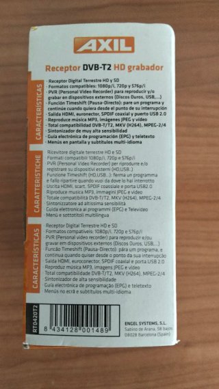 Receptor DVB-T2 HD grabador AXIL