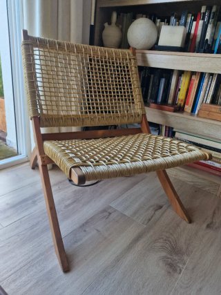 Poltrona in vimini e legno
