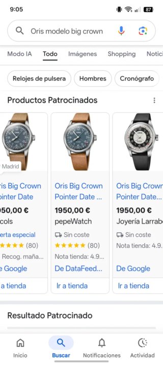 Reloj Oris Suizo 1970 modelo Big Crow pointer