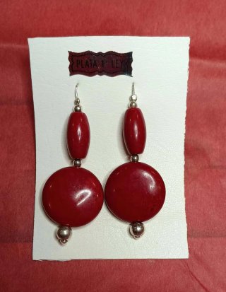 Pendientes Coral y Plata de Ley