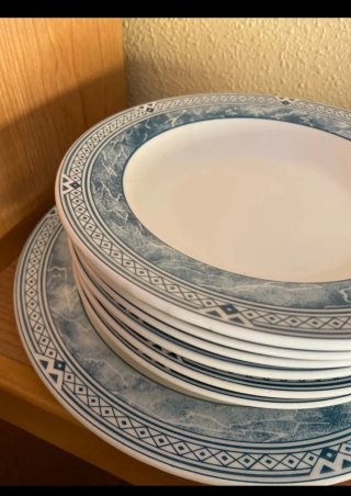 Lote 7 Platos Cerámica Azul y blanco