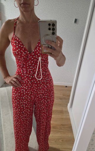 Mono floral rojo Zara Talla S