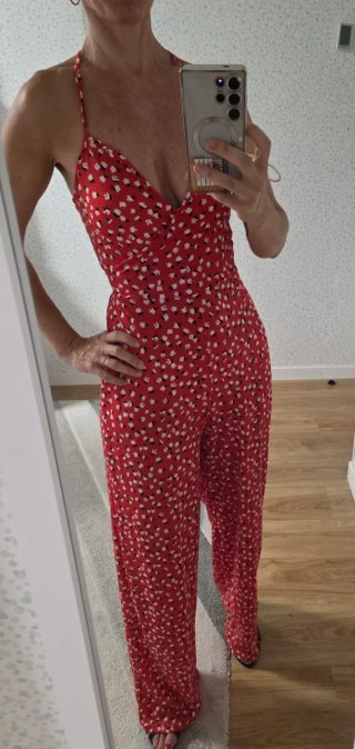 Mono floral rojo Zara Talla S