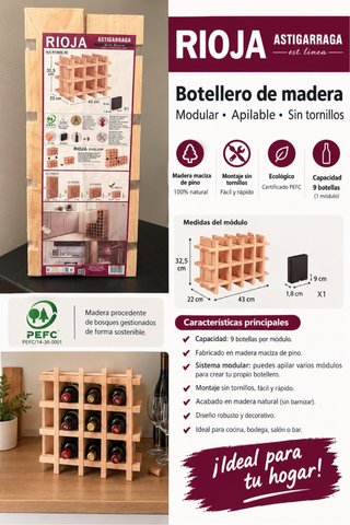 Botellero Madera Astigarraga Modular Apilable