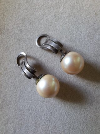 Orecchini vintage perla clips