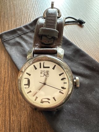 Reloj Uno de 50 Cuero Marrón y Plata