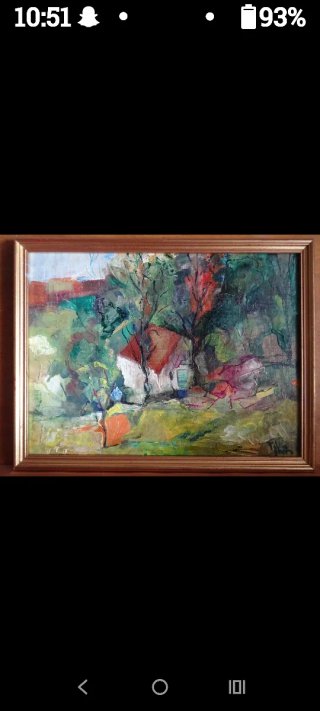 Vecchio quadro dipinto ad olio.Fienga