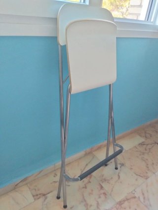 Taburete Plegable Blanco y Plateado