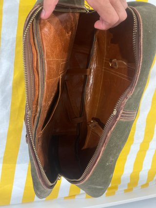 Maleta de mano cuero y ante mediana LUJO