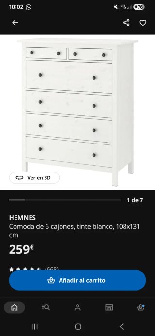 Cómoda IKEA HEMNES 6 cajones blanca