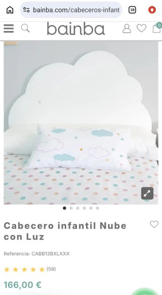 Cabecero infantil con luz y estanterías forma nube