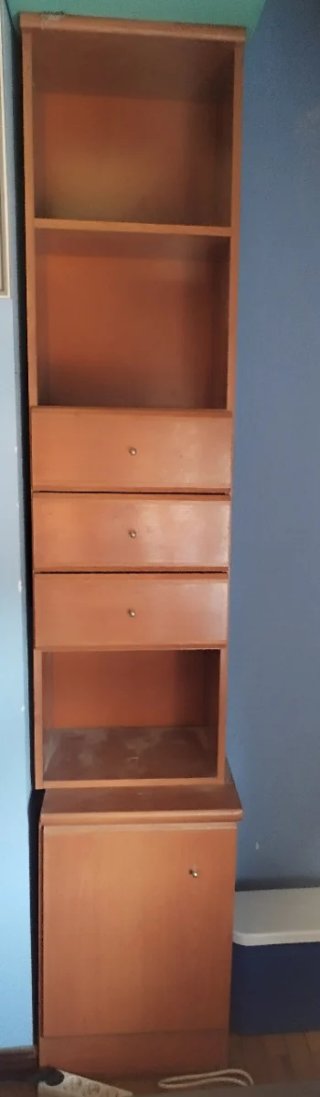 Mueble de salón: vitrina, balda y mueble alto