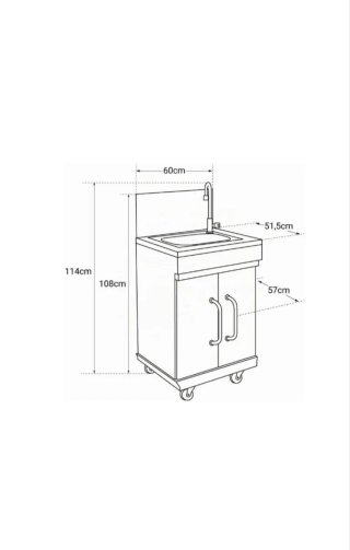 Mueble de exterior Auxiliar con Fregadero y Ruedas