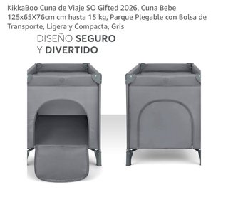Cuna de Viaje Plegable Gris