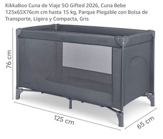 Cuna de Viaje Plegable Gris